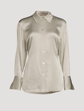 Vince. Collared Button-Down Long Sleeve Blouse with Waist Tie - Size S